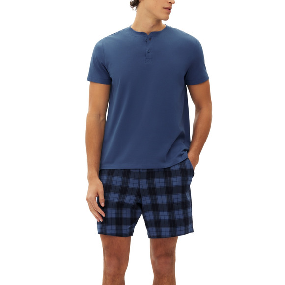 GAP Other - GAP Men 2-Pc Solid Henley & Plaid Pajama Shorts Set Blue Size M
